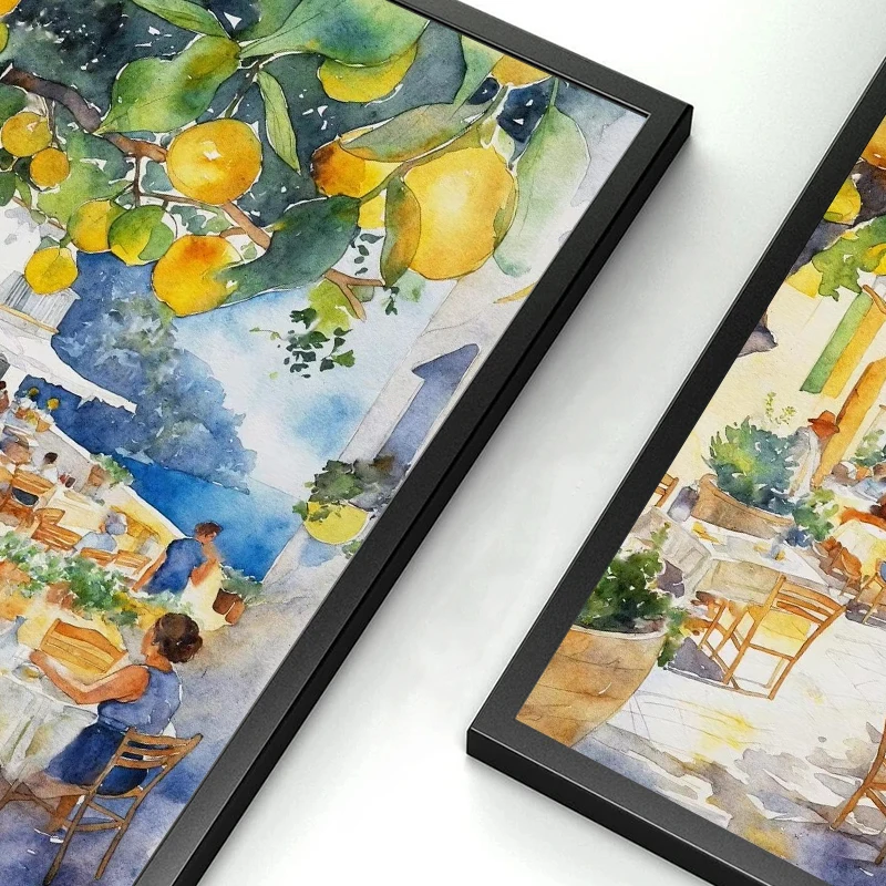 Paris Rome Santorini Coastal City Architecture landscape Watercolor Art Poster Canvas Paintings Wall Art Pictures Home Decor