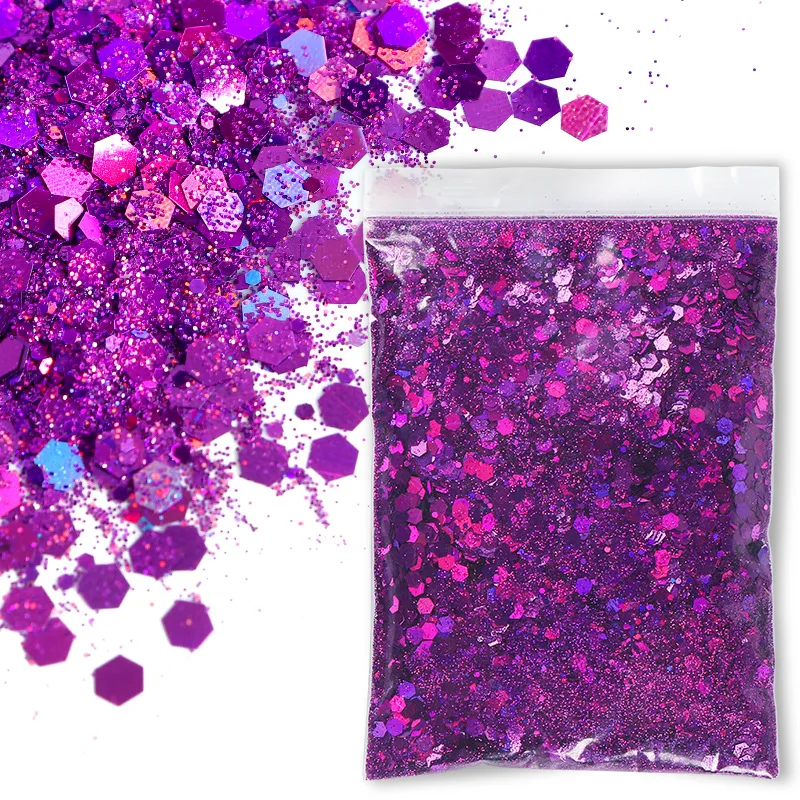 30 جرام/الحقيبة المجسم مكتنزة بريق الحرفية بريق مسحوق مختلط مكتنزة غرامة قزحي الألوان مسمار الترتر للأظافر ، ديكور المهرجان