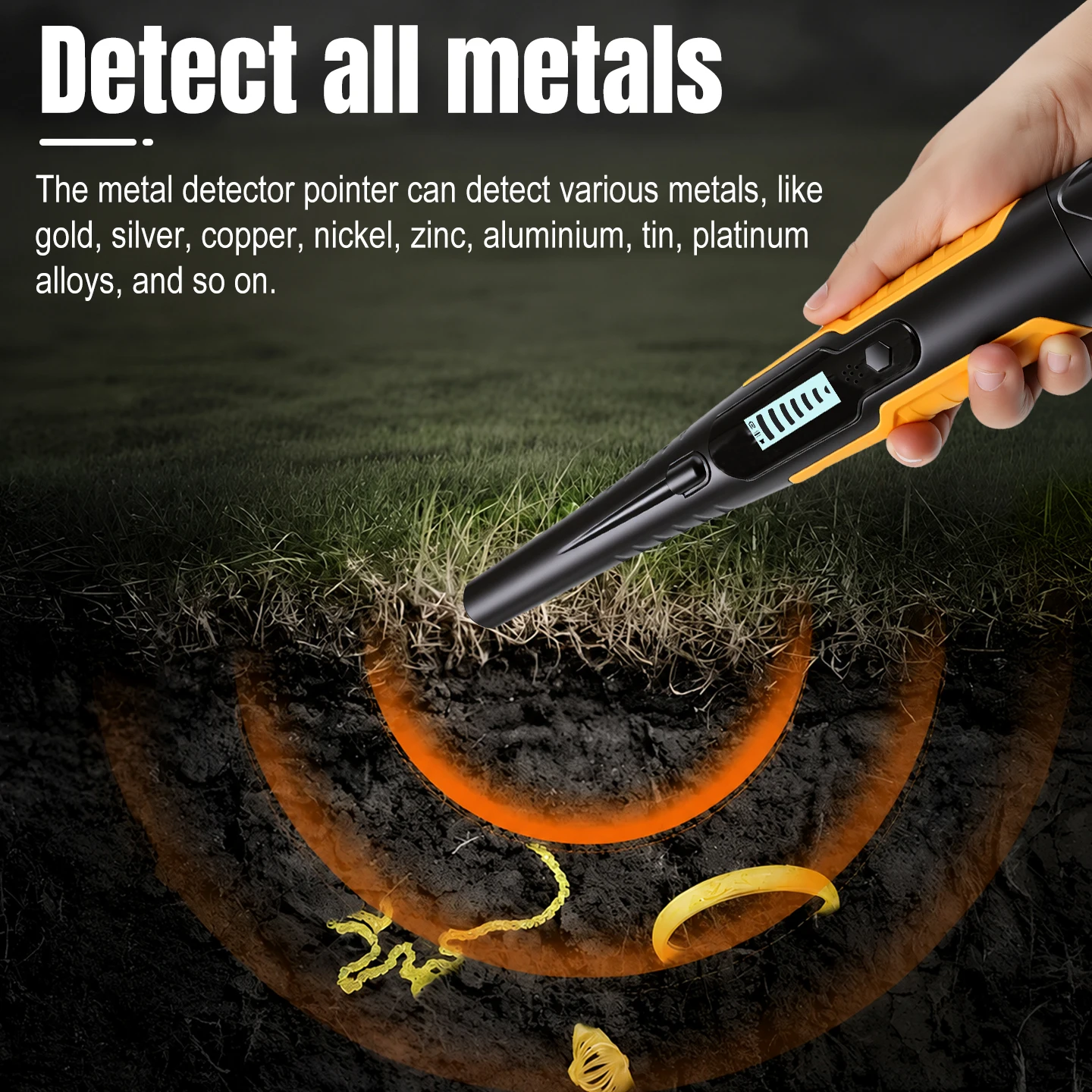 SNAKOL Handheld Metal Detector Pinpointer 360° All-round Detection Vibration Sound Alarm 15m Waterproof Portable Metal Finder