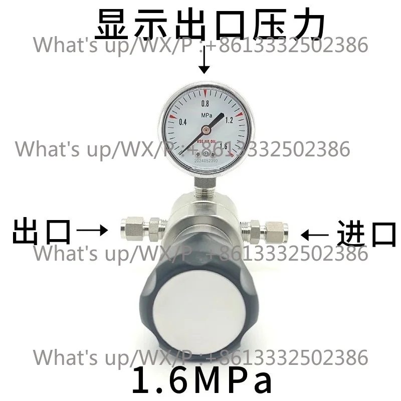316L Stainless Steel Secondary Reducing 1/4 Single G-as Laboratory Pipeline Press-ure Regulator, Nitrogen and Hydr-ogen