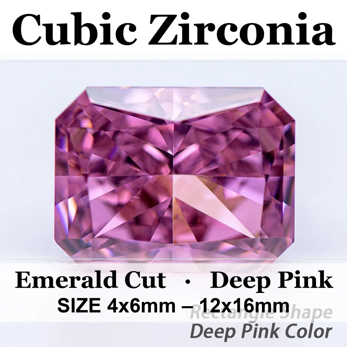 Cubic Zirconia Crushed Ice Cut Rectangle Shape Deep Pink Color Charms Loose Stones Used for Jewelry Making Inlay Main Materials