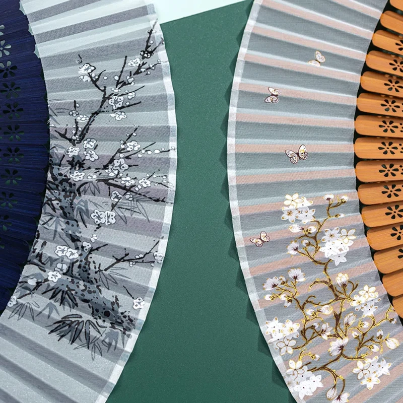 Alter chinesischer Stil Falt fächer Frauen klassisches Temperament Sommer tragbare Hand Fan bunte Qipao Hanfu Tanz Fan Fan