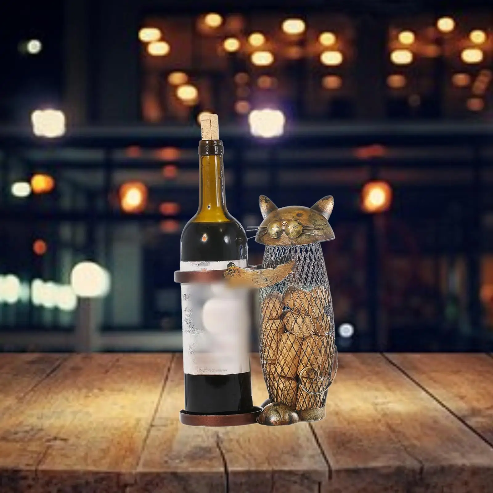 

Полка для вина с изображением кота, домашний декор, настольный органайзер для статуи кошки, модный железный держатель для вина