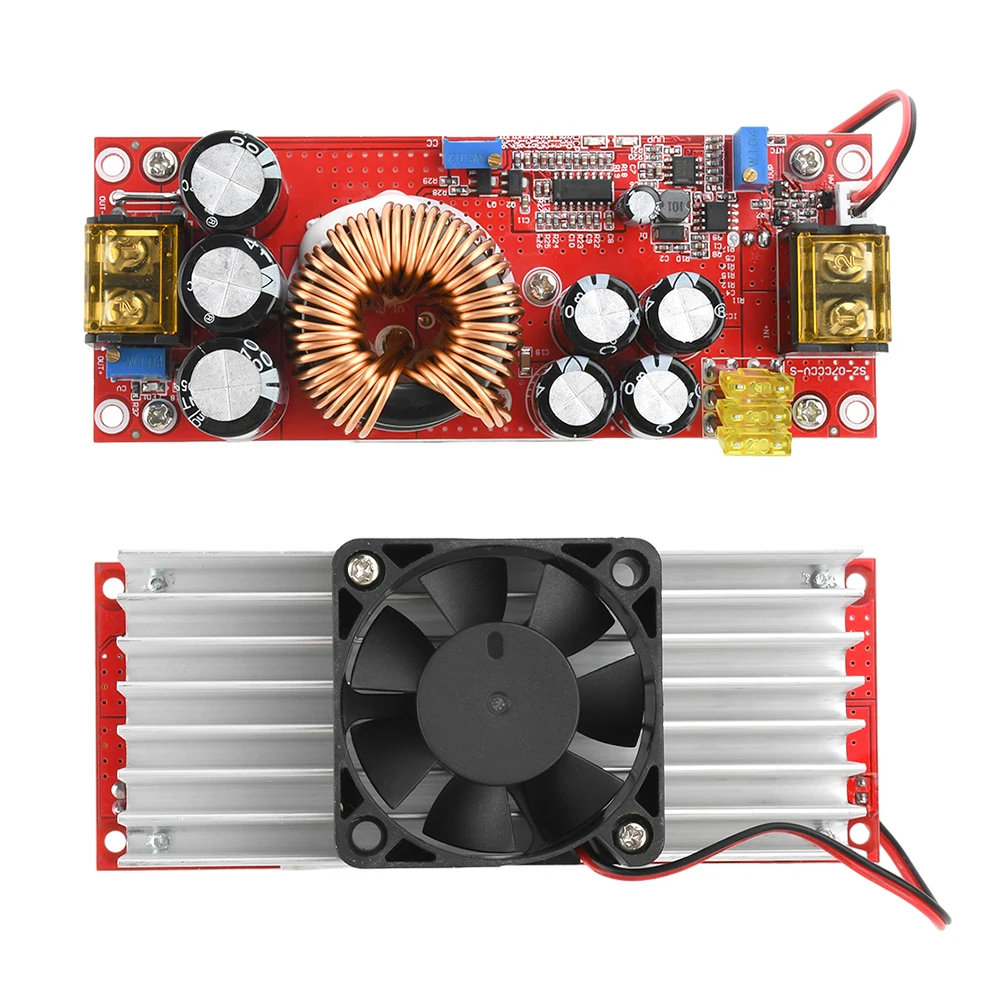 DC-DC Boost Converter 1800W 40A 10V-60V to 12V-90V Voltage Current Regulation Boost Power Module with temperature controlled fan