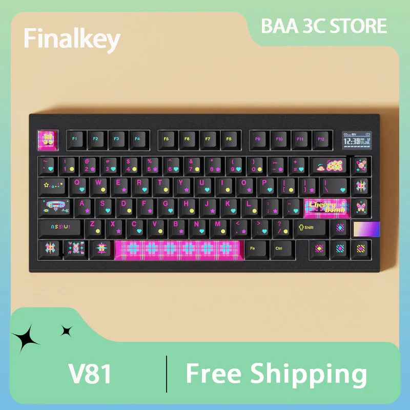 Finalkey V81 Plus Mechanical Keyboard Kit Three Mode Aluminium Alloy Custom Screen Hot Swap Support VIA Wireless Gaming Keyboard