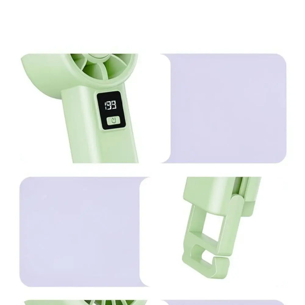 Macaron Color Portable Cooling Fan Digital Display USB Rechargeable Blower For Outdoor Travel Hiking Student Gift