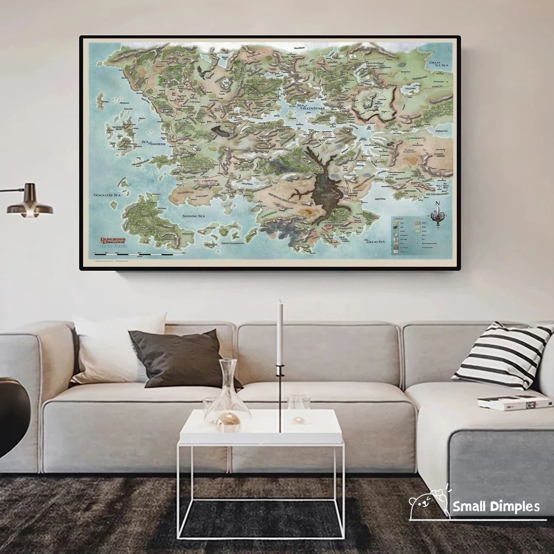 D & D Forgotten Realms Map Of Fearun Game Poster Canvas Art Print Home Decoration Wall Painting ( No Frame )