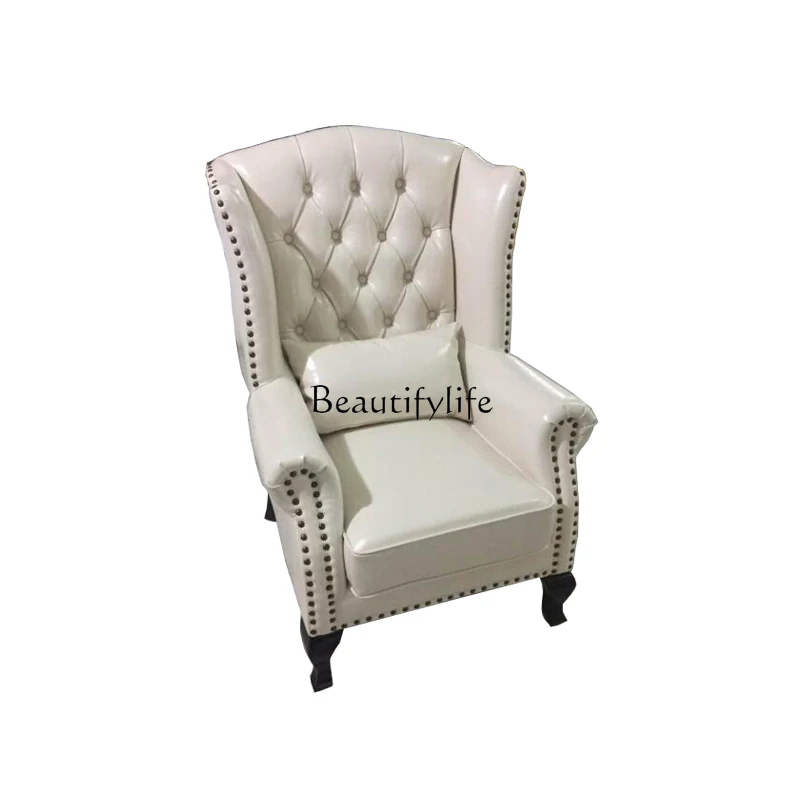

12Leather Lazy Light Luxury High-Back Chair Bedroom Living Room Single-Seat Sofa Chair
