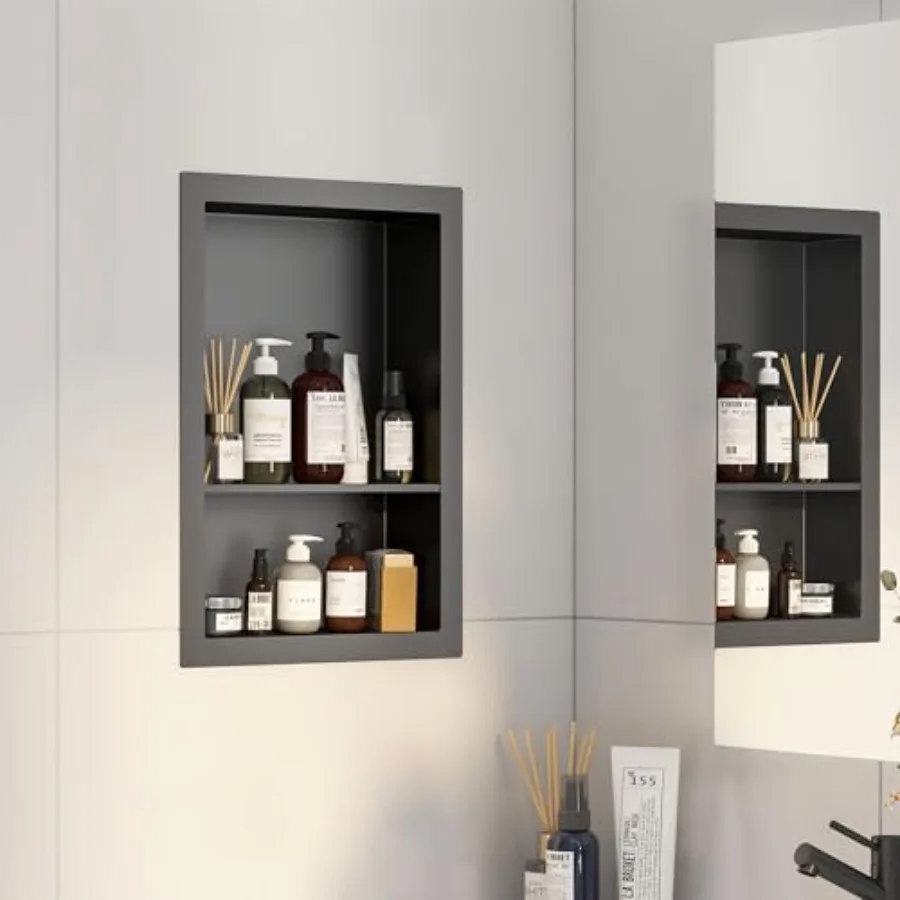 

12x18 Black Shower Niche for Shower WallBathroom Medicine Cabinet Recessed Surface Mount Medicine Cabinet Small Bathroom Wall C