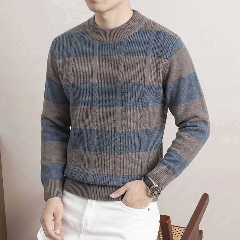 New Autumn/Winter Fashion Trendy Thickened Warm Round Neck Knitwear Men's Casual Loose Sports High-Quality Sweater M-4XL