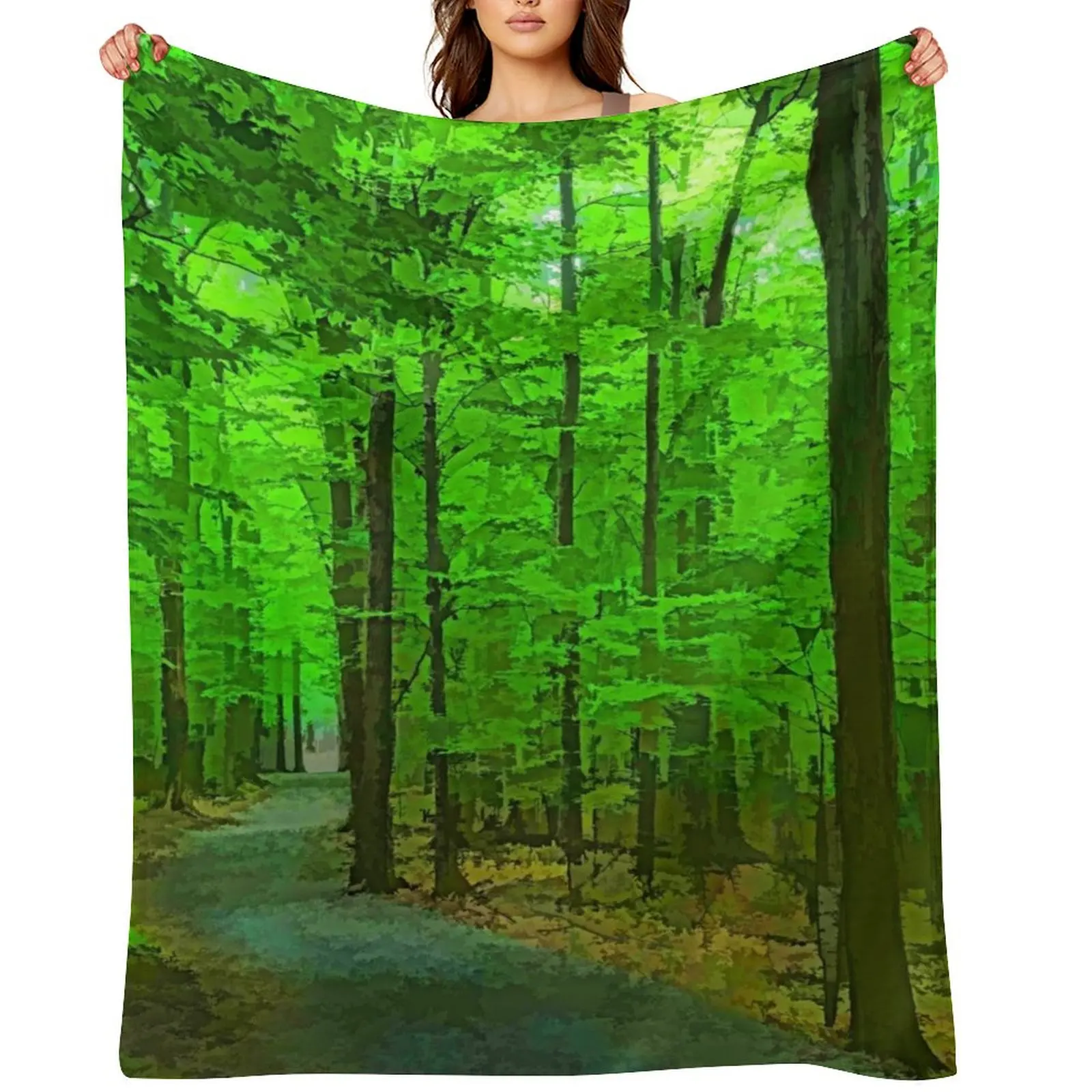 

Green Trees - Impressions of Summer Forests Throw Blanket Winter beds Decorative Sofa Single Cute Blankets