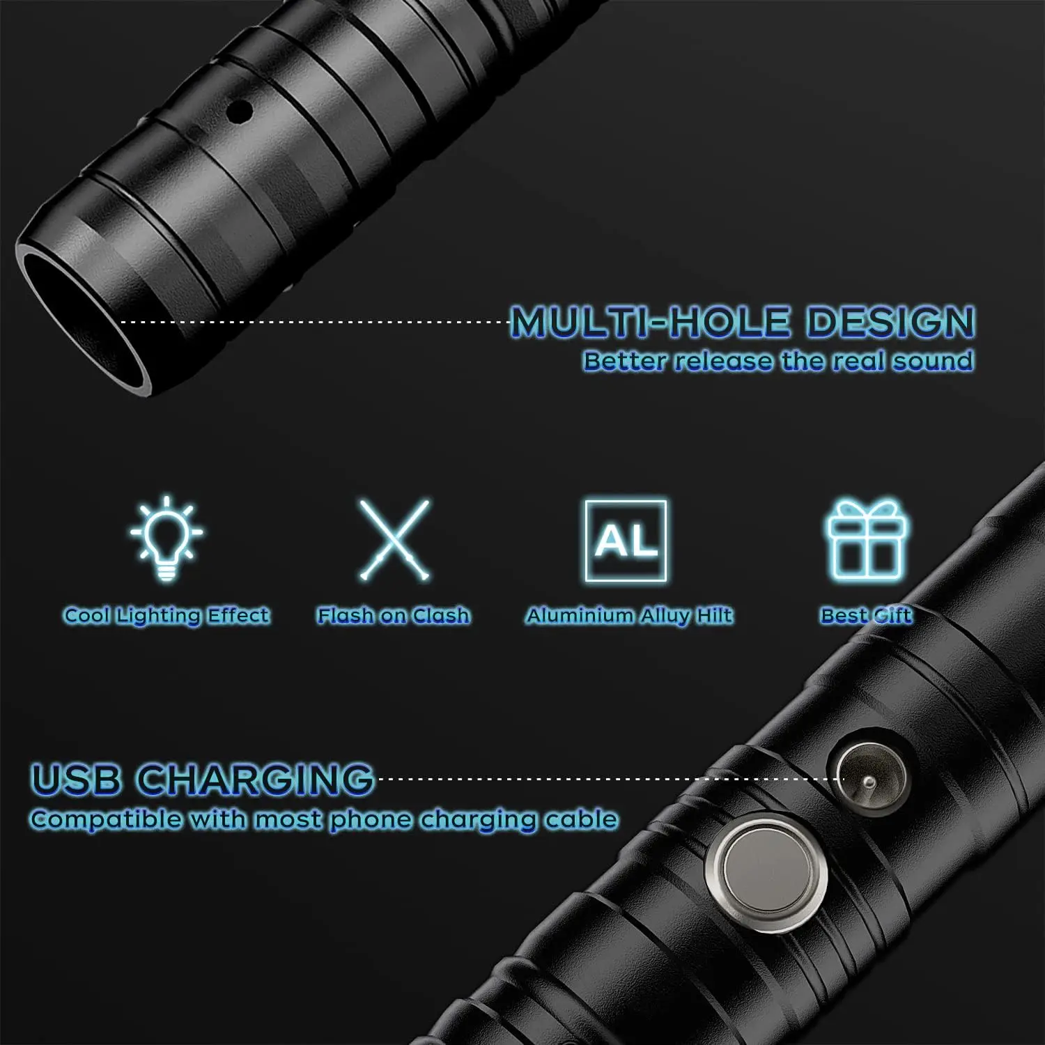 Upgraded RGB Lightsaber 15 Colors 2 In 1 Metal Handle Laser Sword Connectable Weapon Light Saber Sword Flashing Lightsaber Toy