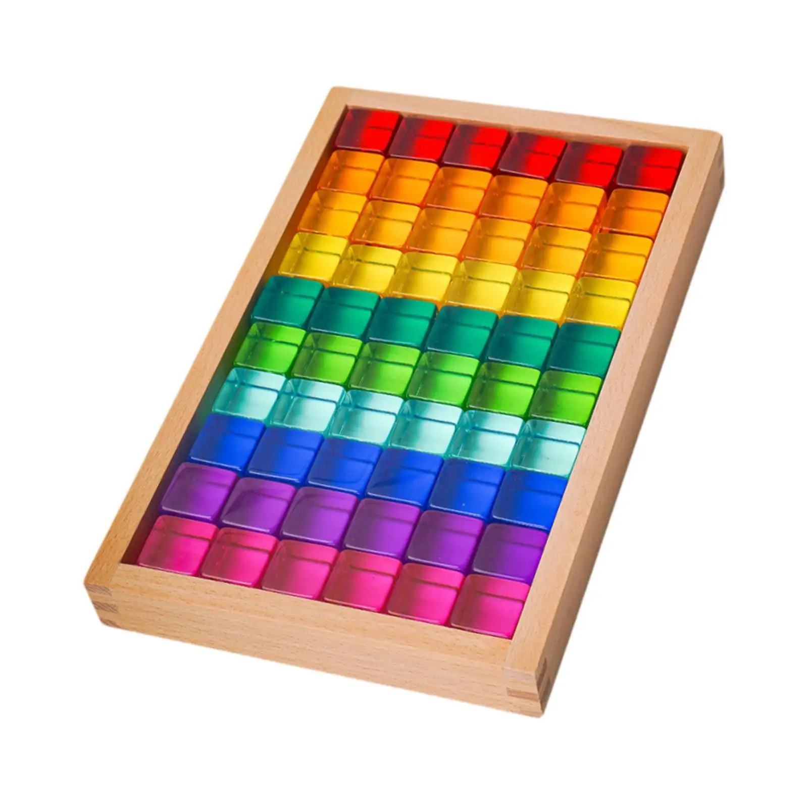 Colección de bloques de construcción coloridos con almacenamiento de madera para niños