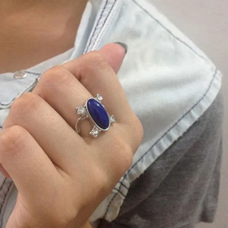 Кольца «Дневники вампира» Елена Гилберта, кольца дневного света, винтажное кольцо с кристаллами и синим лазуритом, модные ювелирные изделия из фильмов, косплей