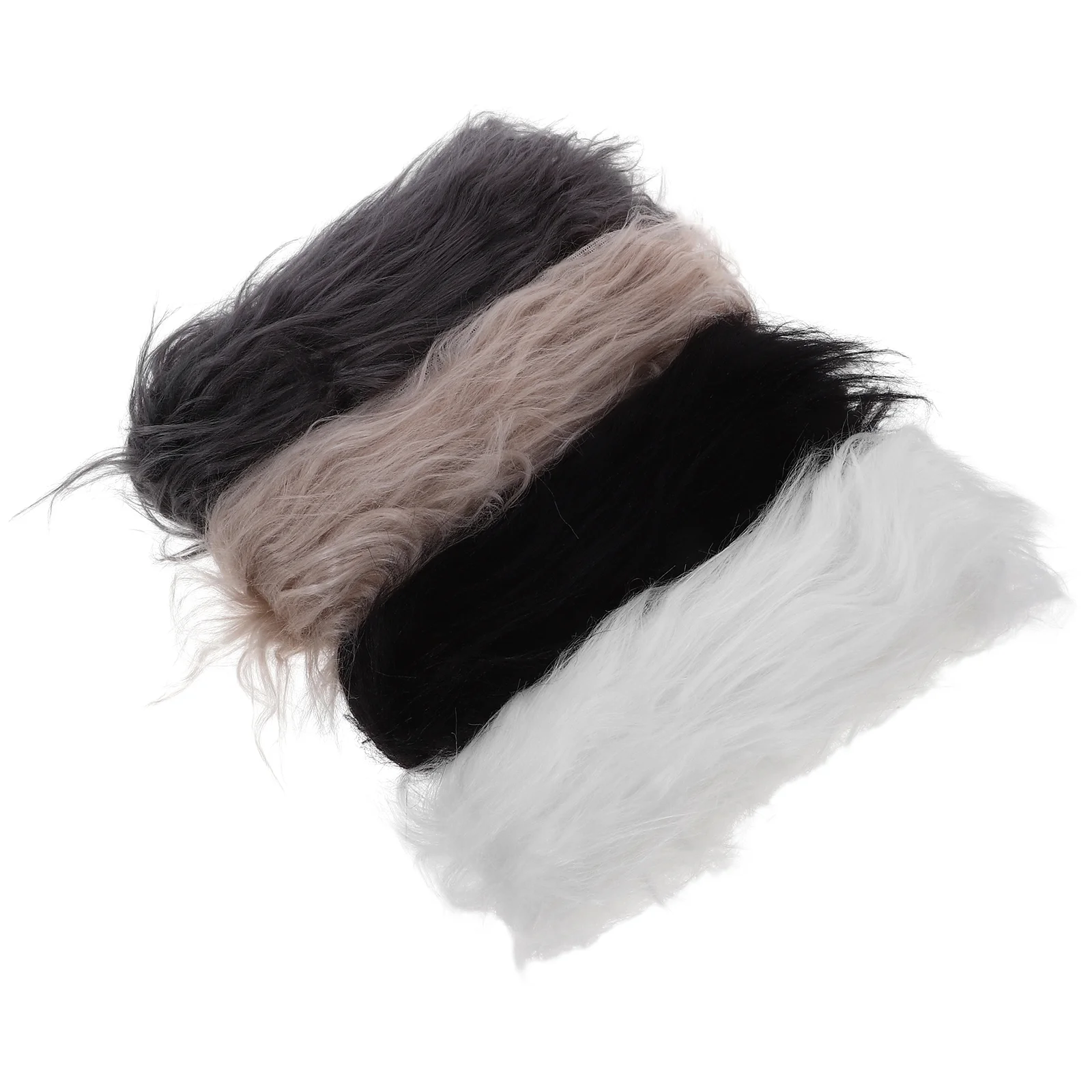 4 Pcs Artificial Beard DIY Home Fur Trim Rug Clothing Faux Gray Prop Hat Ribbon Simulation Handmade