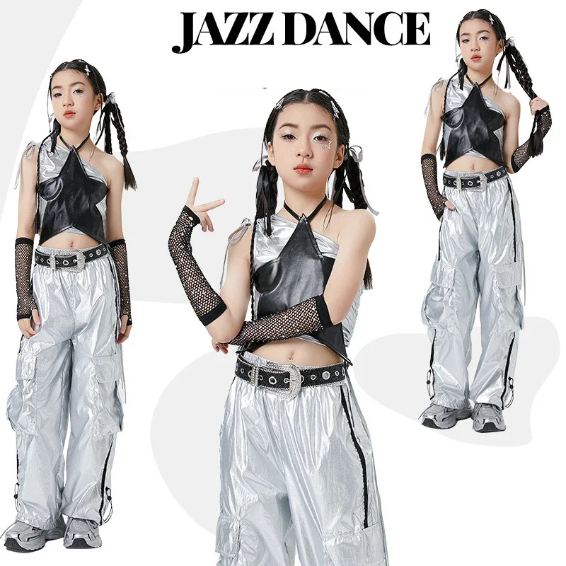 

Kids Cool Hip Hop Clothing Street Wear Girls Jazz Dance Costume Children Cheerleading Ballroom Dance Suits Stage Clothes