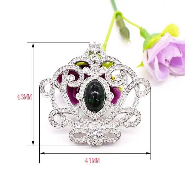 Silver  plated Cubic Zirconia micro CZ Pave Copper Connector Pendant For Peal Necklace DIY
