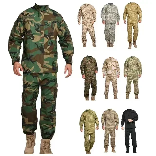 New Hot Durable and Wear-resistant Men's Camo ACU Uniform 2PC Set Training Wear Security Officer Uniforms