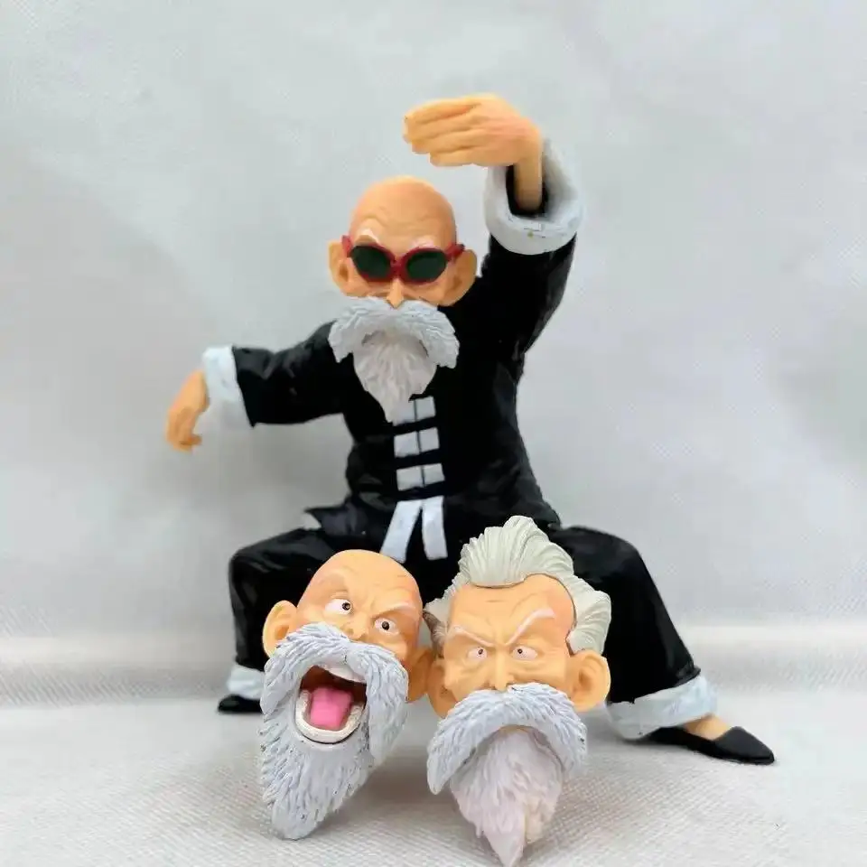 15cm Anime Dragon Ball Z Figure Jackie Chun Muten Roshi Action Figure Three Head Replaceable Collection Model Toys Gift