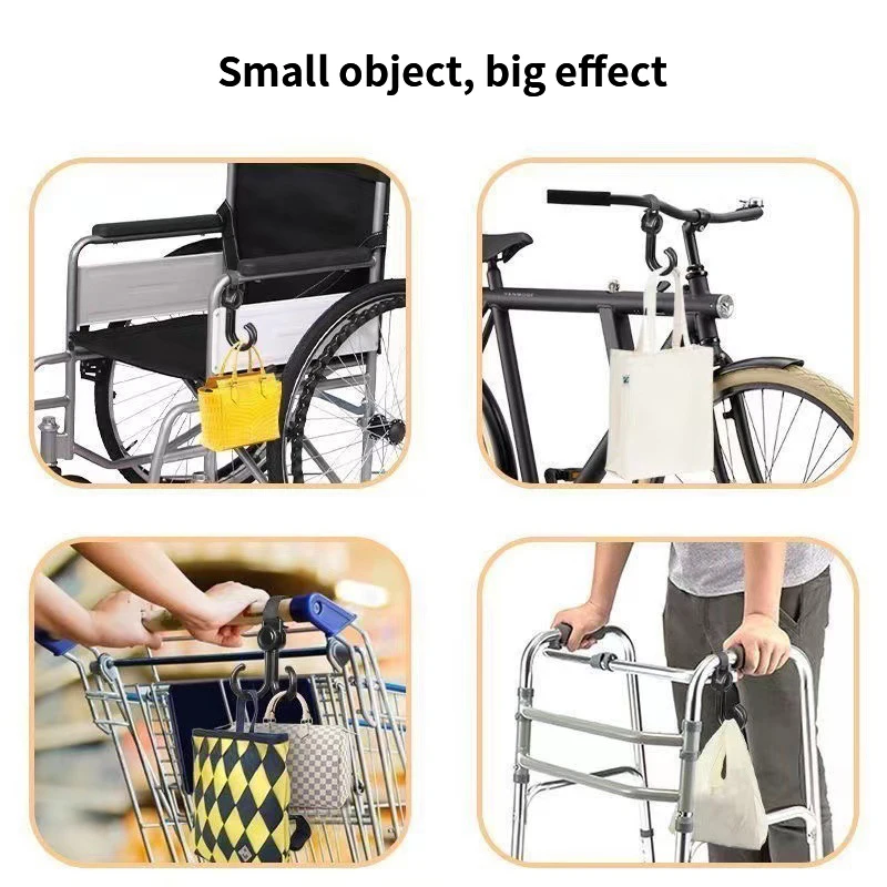 Black Double Hook Baby Stroller Hanger Cannot Rotate And Rotation Adjustment Cart Hook Loop Fastener Stroller Accessories