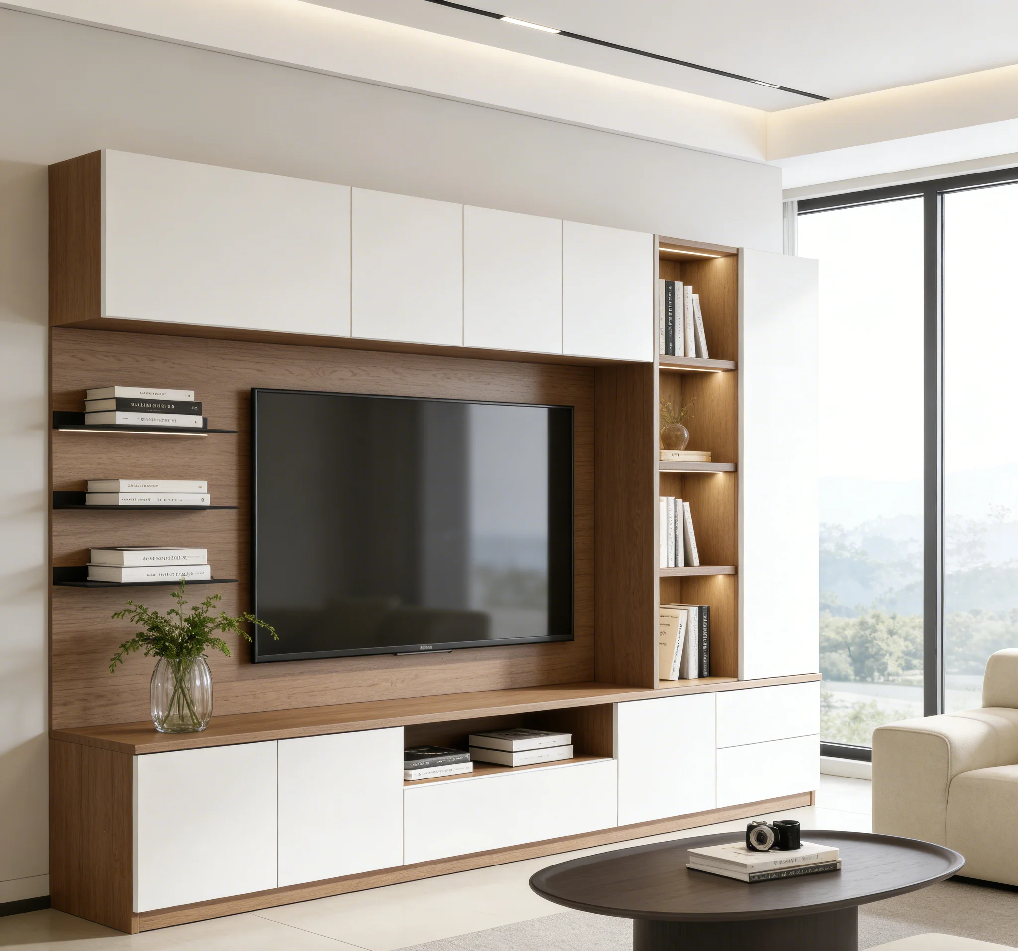 Modern minimalist floating TV cabinet, space-saving, living room background wall-mounted storage cabinet