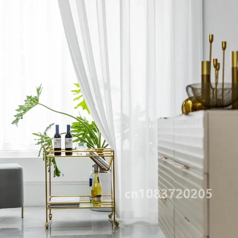 

White Tulle Curtains for Living Room Decoration Modern Chiffon Solid Sheer Voile Kitchen Curtain