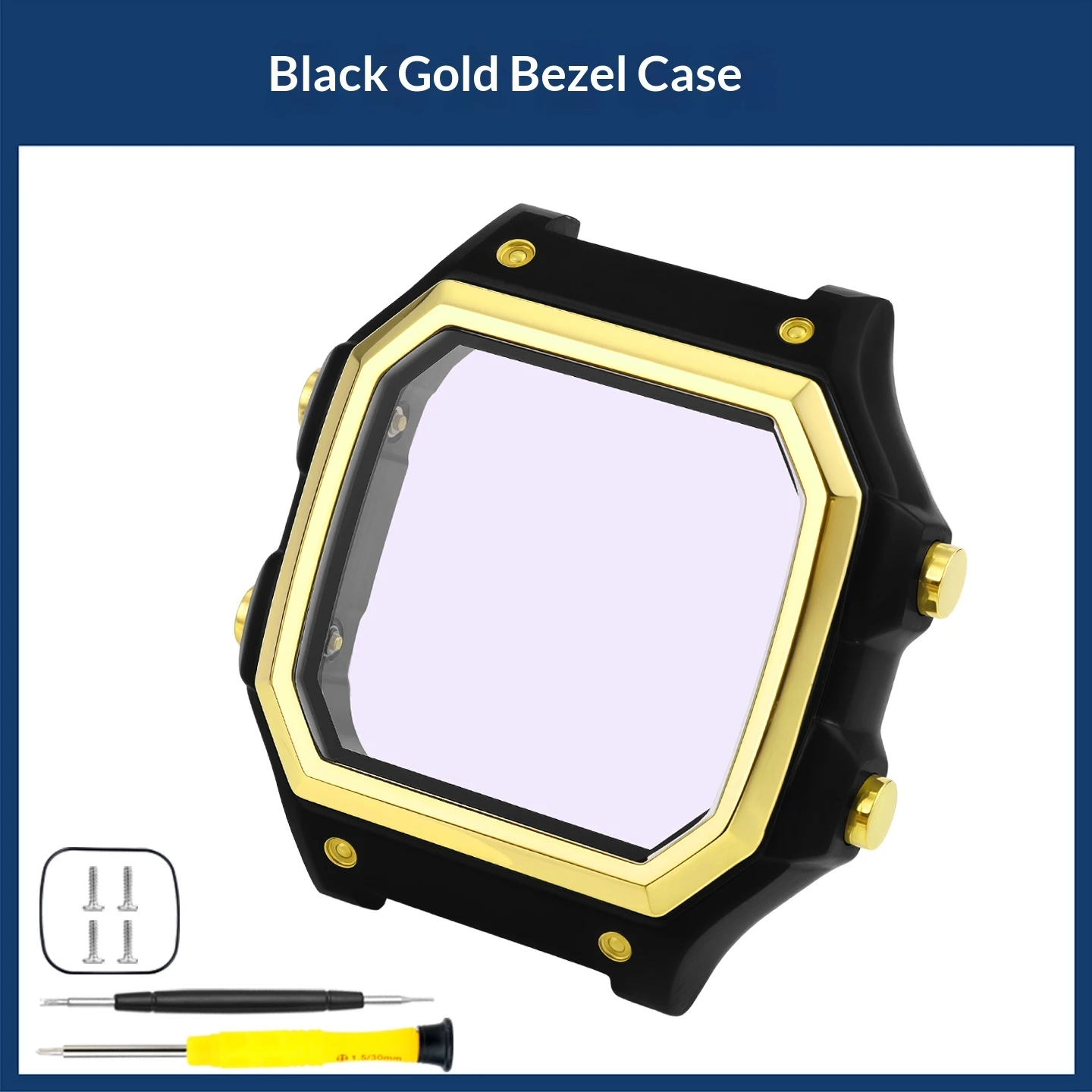 Für Casio 3299 AE-1200WH Uhrengehäuse, modifiziertes AE1200 Edelstahl-Uhrengehäuse, Metallgehäuse mit wasserdichtem Ring, Schwarz und Silber