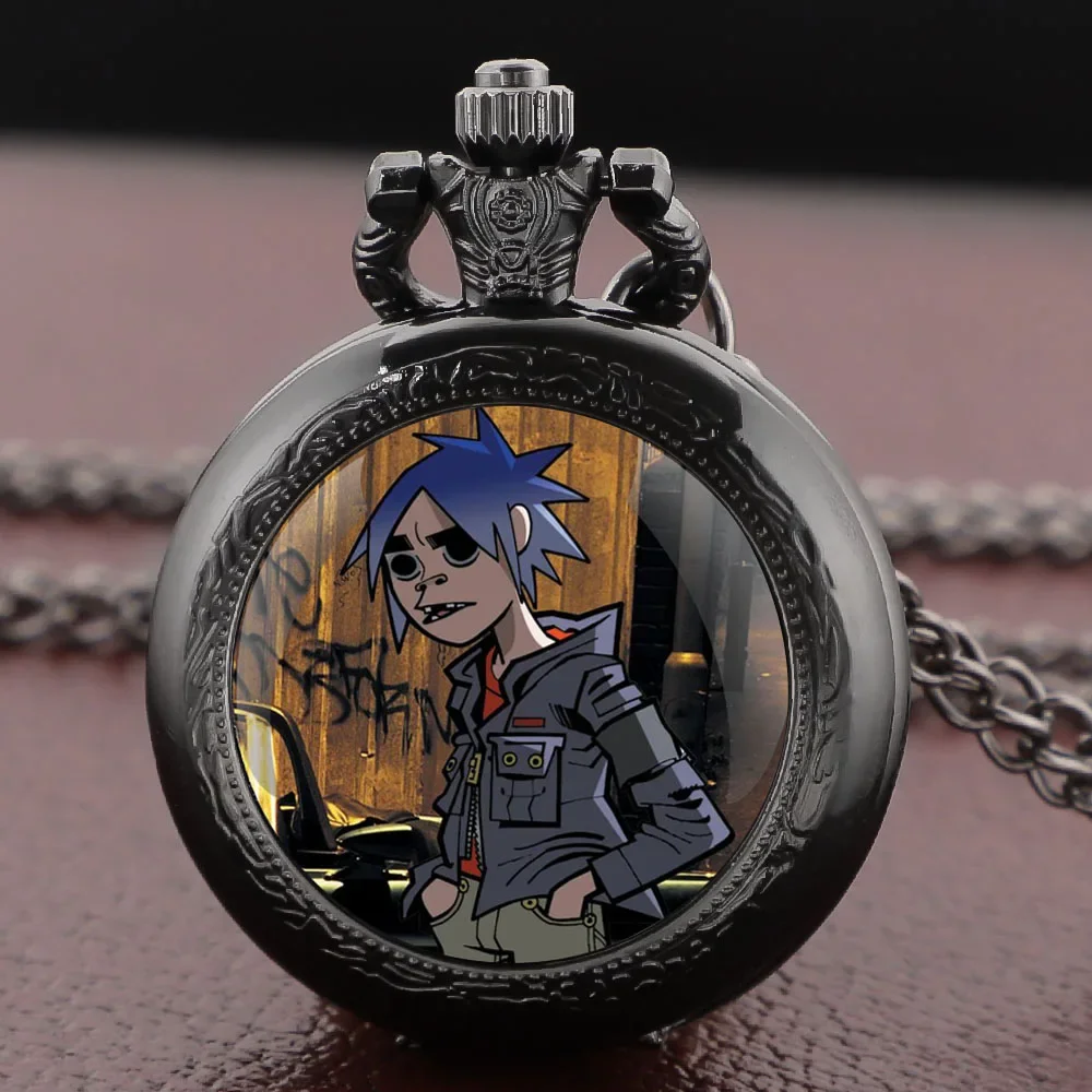 

Винтажные карманные часы с куполом из стекла в стиле Gorillaz, цепочка-кулон, модный подарок для мужчин и женщин