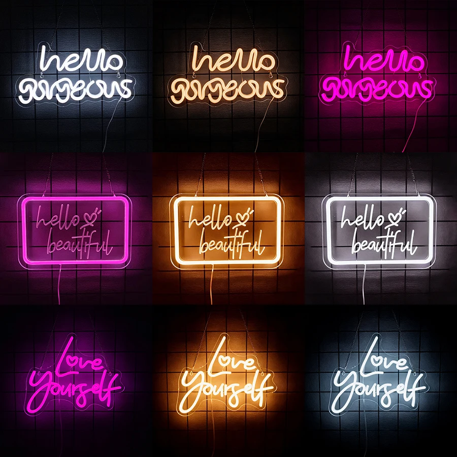 Hello Gorgeous Neon Sign for Wall Decor,Neon LED Light Up Signs for Home Wedding Birthday Backdrop,Bacelorette Party,USB Powered
