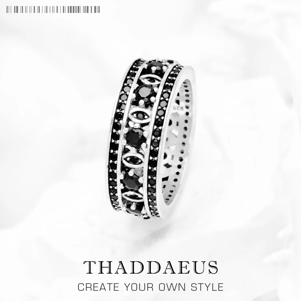 

Черное кольцо с орнаментом в европейском стиле, винтажные украшения для девочек и женщин, летний новый подарок из стерлингового серебра 925 пробы