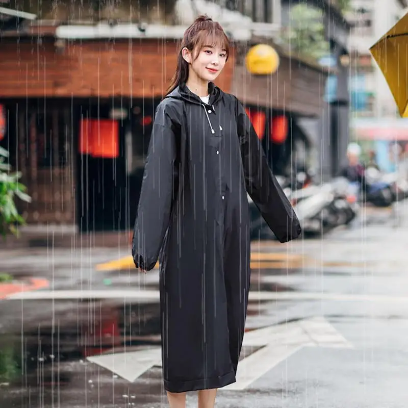 Hooded Rain Coat Eva Women Men Impermeable Thickened Waterproof Raincoat Tourism Outdoor Hiking Rain Poncho One-piece Raincoat