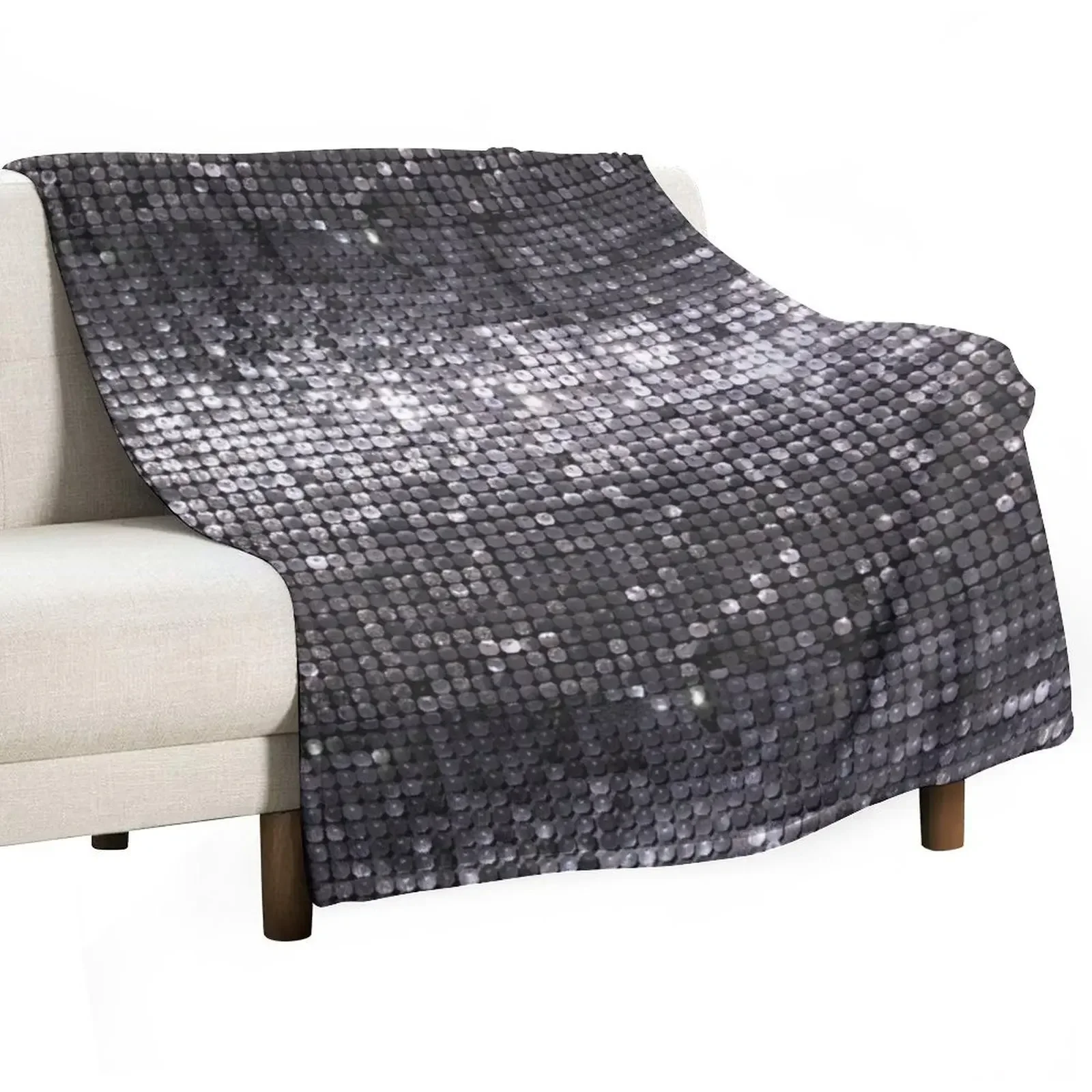 Silver Glamour (Photo of Sequin Only - Not Reflective) Throw Blanket Plaid Comforter Soft Beds cosplay anime Blankets