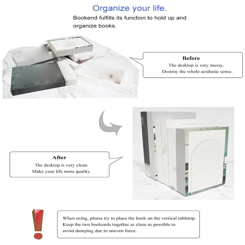 

A76F-6 Pcs Acrylic Bookends For Shelves, Clear Book Holder, Plastic Bookends For Heavy Books, Book Stopper Organizer