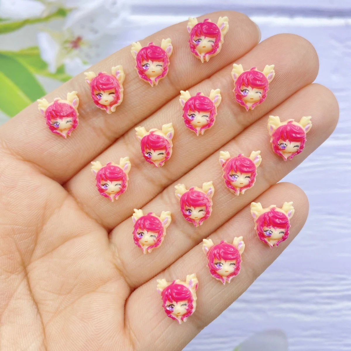 Desenhos animados Fox Princesa Nail Art, Flat Back Figurines Resina, DIY Rhinestone Scrapbook Decal, Decoração Artesanato, 50Pcs