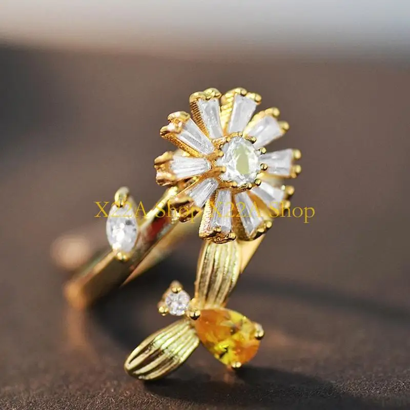 Unique Anxiety Ring for Women Spinner Stress Worry Rings Flower Spinning Rings Meditation Anti-Anxiety Calming