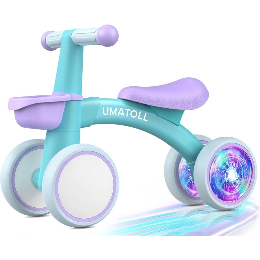 Juguetes de bicicleta de equilibrio para bebés con iluminación colorida, regalos para niños de 1 año, andador de asiento ajustable, regalos de cumpleaños para niños de un año