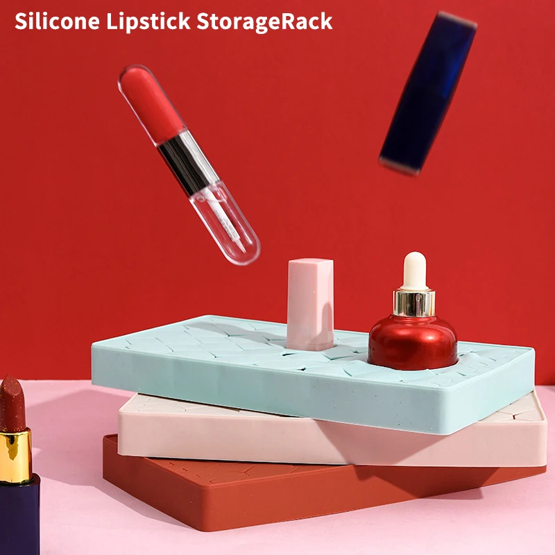 Novo estilo organizador de mesa silicone batom rack armazenamento caixa maquiagem cosméticos sobrancelha lápis exibição escova batom