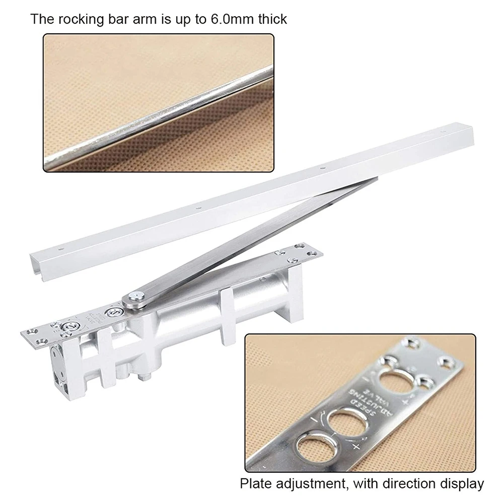 

PORK-Modern Automatic Door Closer, Hydraulic Buffer Adjustable Closers Hold Open Aluminum 75KG Hardware Fittings