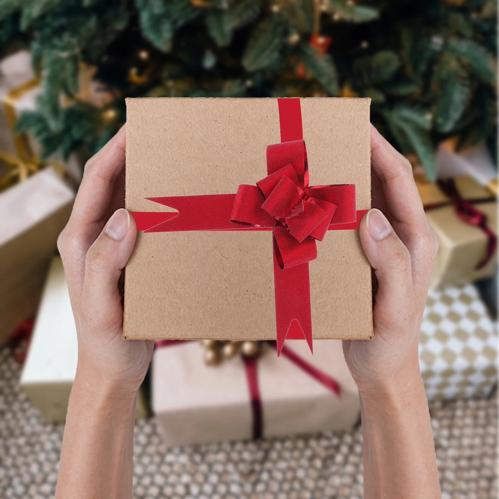 

50Pcs Present Wrap Pull Bow Beautiful 3D Flowers for Gift Box Decoration Wedding Party Door Wall Hanging Craft Supplies