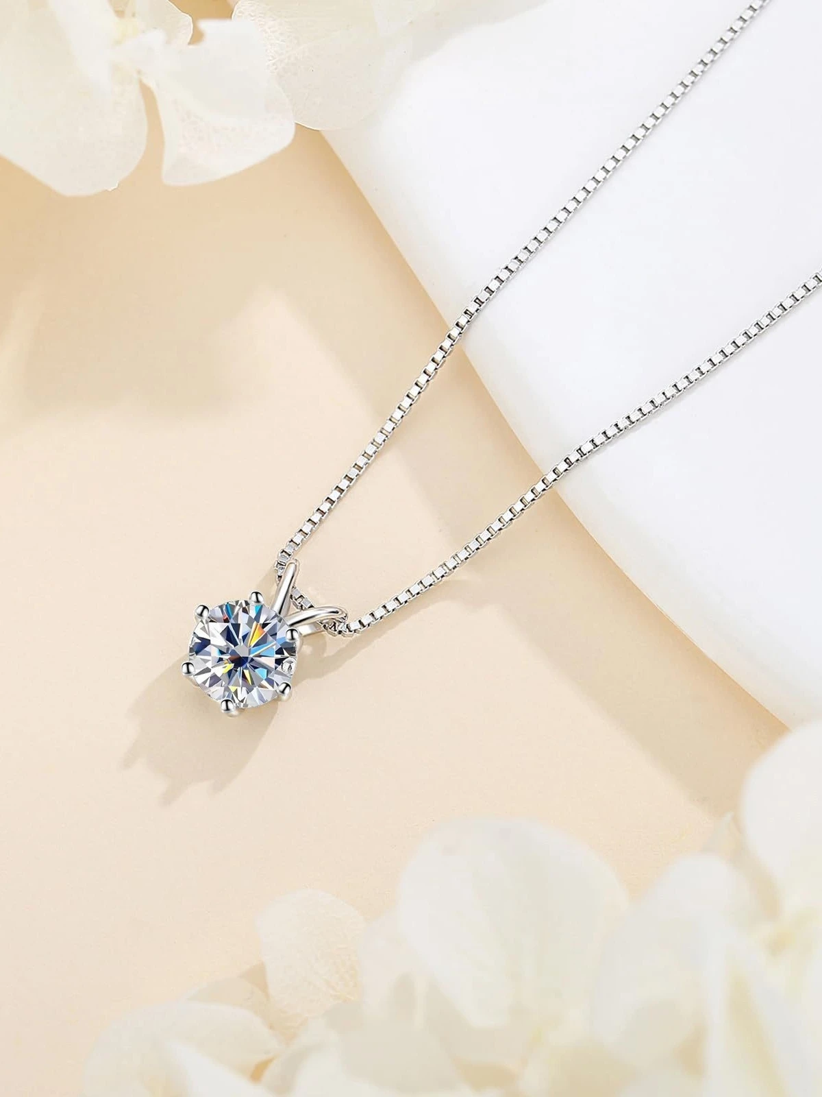 1.0ct-5ct Moissanite Pendant Necklace With Certificate For Women Original Real 925 Silver Chain Solitaire Drop Necklaces - view 4