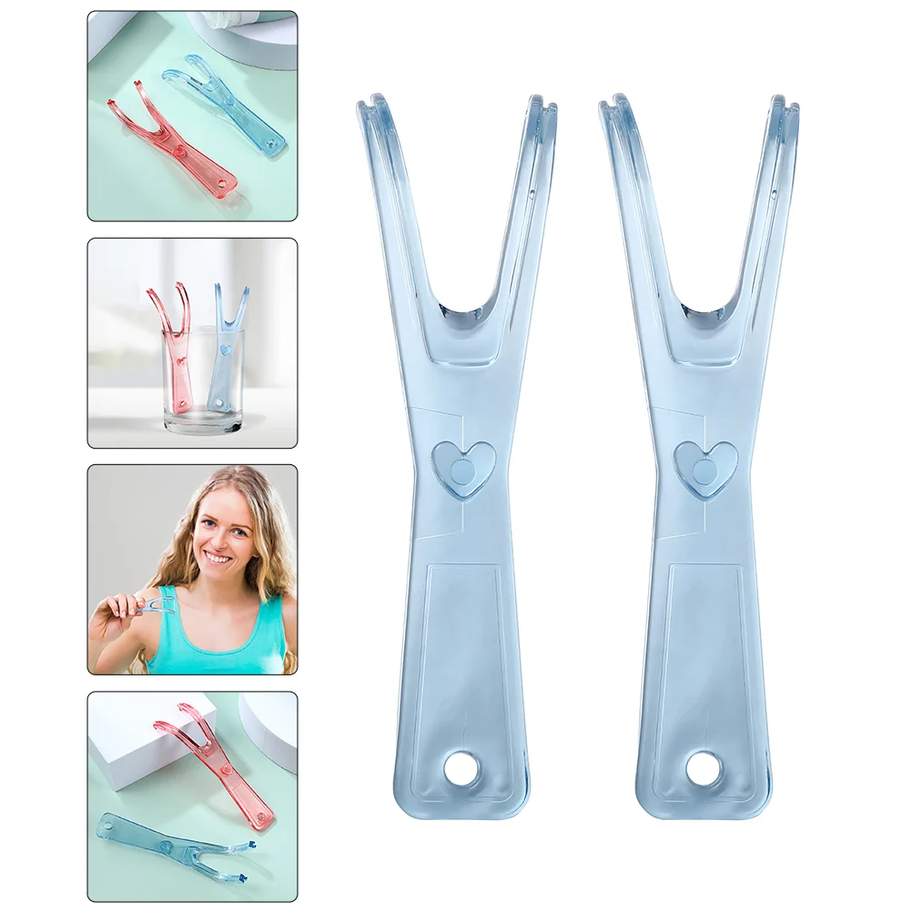 

2 Pcs Dental Floss Holder Picks for Teeth Handle Kids Flossers Cleaning Supplies Plastic Stick Flossing Tool Child