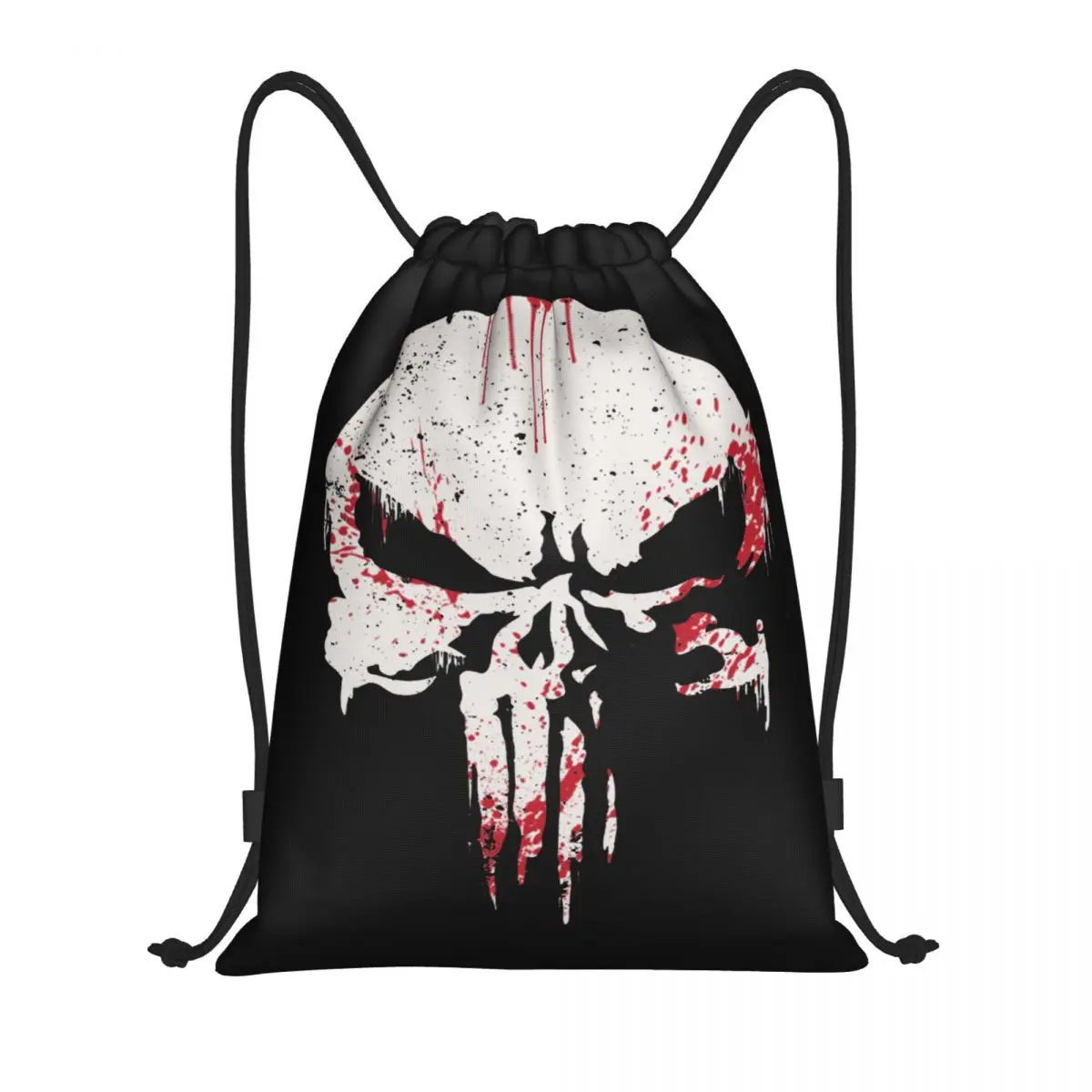 

Punisher Drawstring Bags Sports Backpack Gym Sackpack Supper Hero Fitness Streetwear Memento Mori Skull String Bags for Running