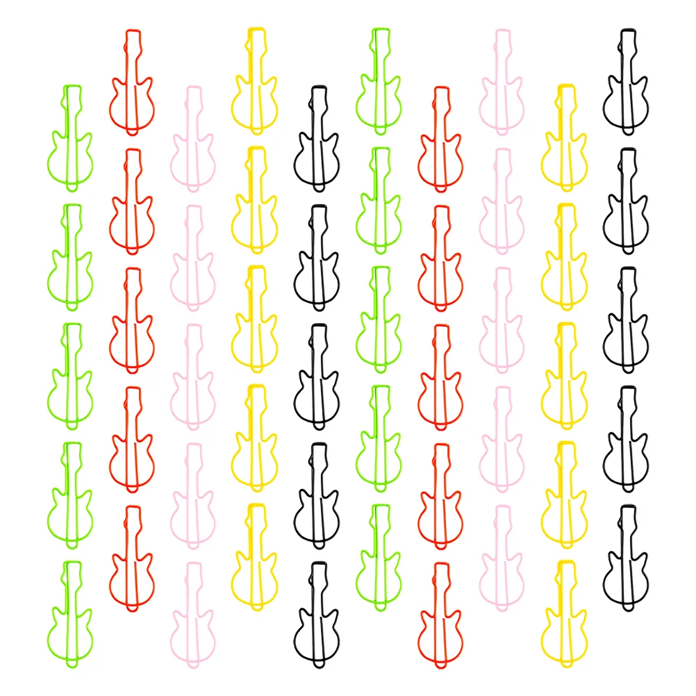 50 Pcs Guitar Paper Clip Bookmarks Office Supplies Page Folder Metal Music Clips Holder