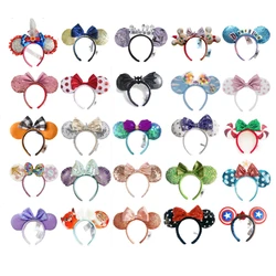 Disney Mickey Headband PU Black Bat Ears Headband Christmas Gingerbread Cosplay Hairband Disneyland Letter Headband Gift