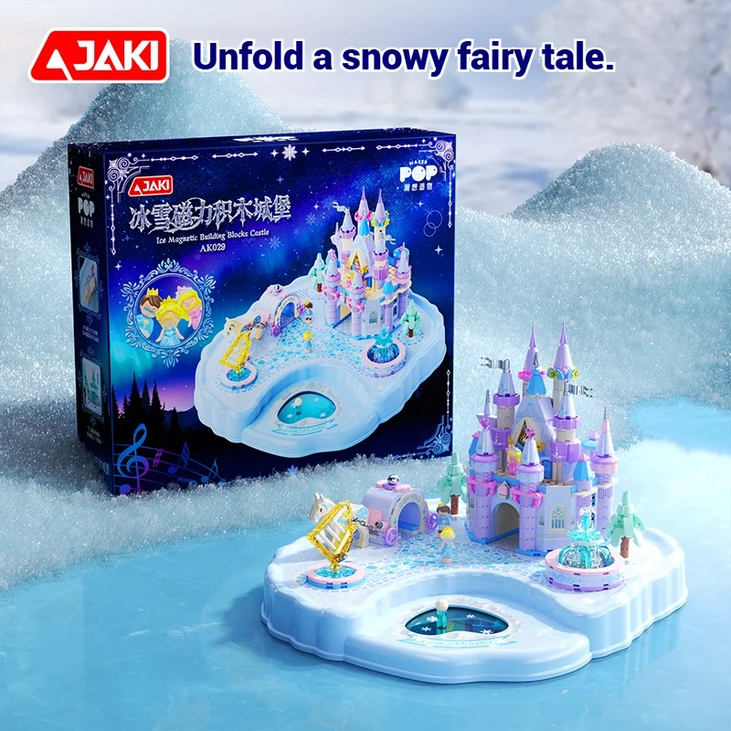 AK029 meisjes alsof speelspeelgoed, ijs- en sneeuwmagisch kasteelbouwstenen, magnetische stukken, modelspeelgoed, vakantiecadeaus voor meisjes
