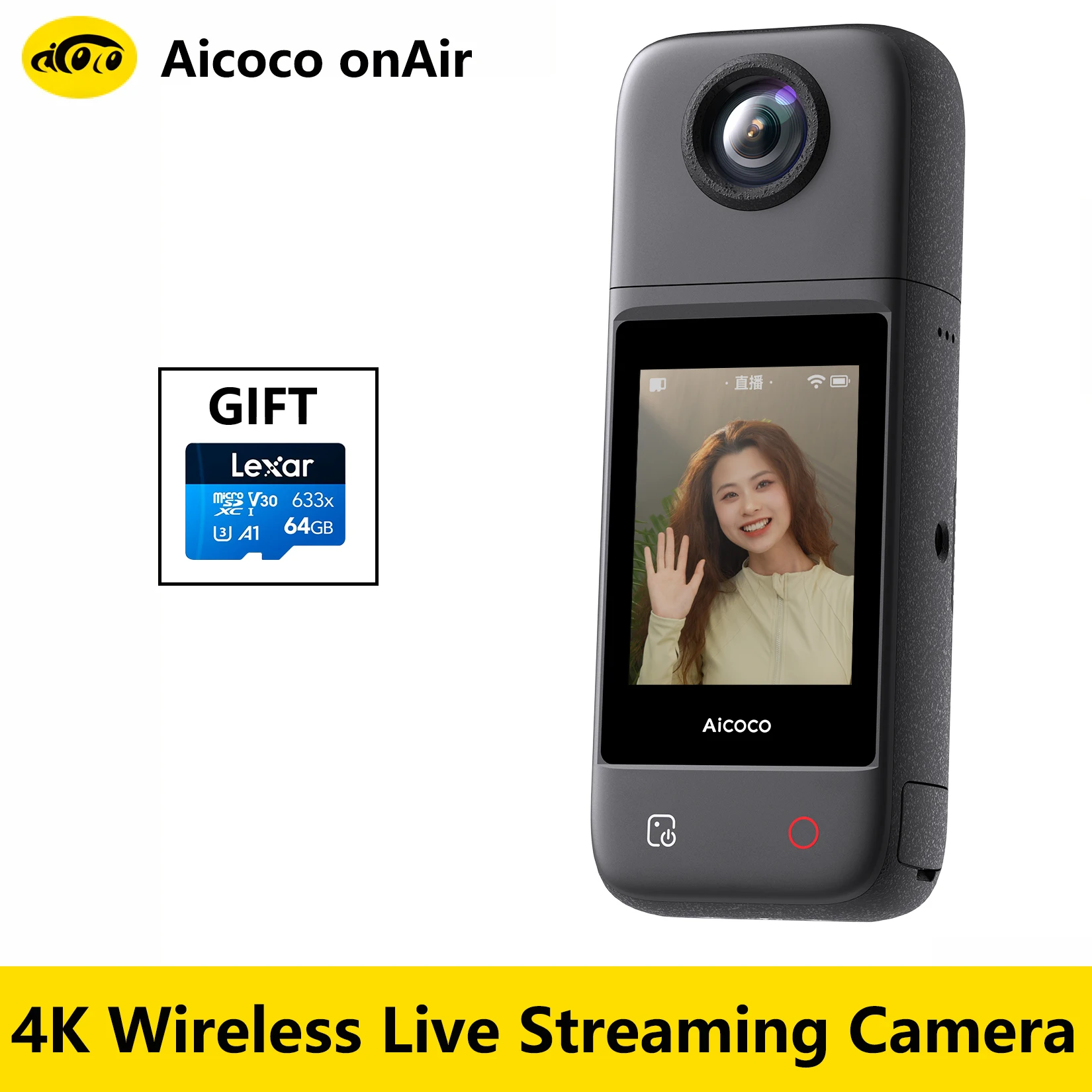 

Aicoco onAir 4K Live Streaming Ultra List Camera Long Endurance Multi-Camera Outdoor professional Live Streaming Camera