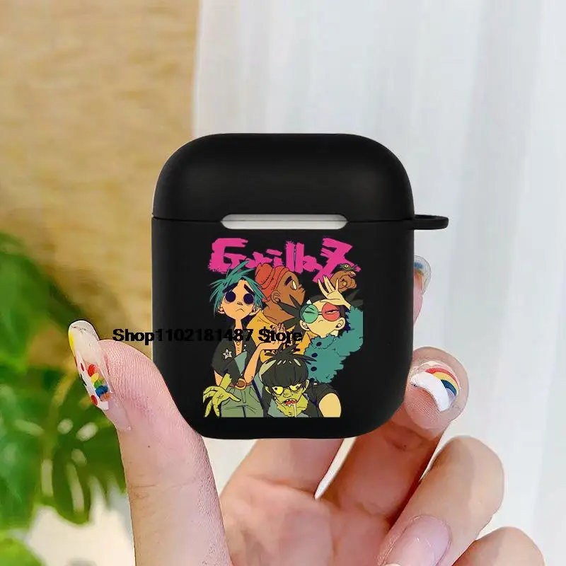 Luxury Catoon Anime Gorillaz Soft silicone TPU Case For AirPods Pro 2 1 2 3 black Silicone Wireless Bluetooth Earphone Box Cover