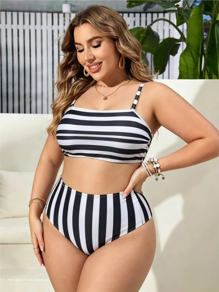 L-4XL Plus Size High Waist Bikini Women's Push Up Large Size 3XL 4XL Swimsuit Summer Mujer Tummy Control Swimwear Bikini Sets view 6