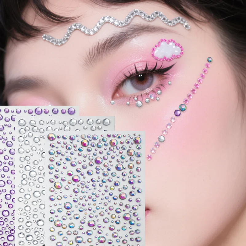 

Яркие цветные бриллианты для лица, наклейки для глаз, бровей, лица, клейкие наклейки, сделай сам, банкетная вечеринка, слезы, бриллианты, декоры, косметические инструменты