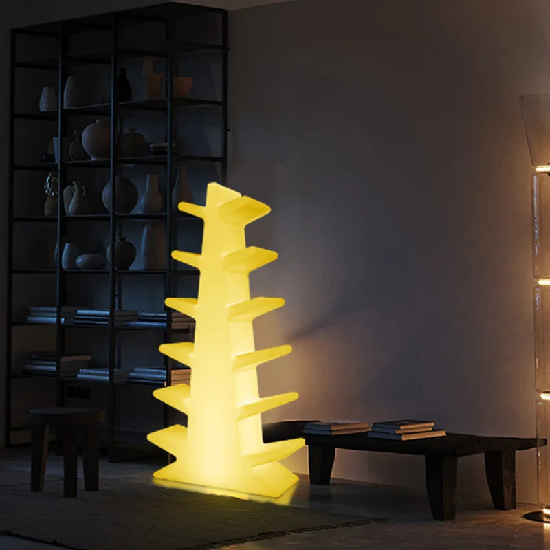 LED Luminous Furniture Christmas Tree Shape 4 Layers 6 Layers Bookshelf Vertical Storage Bookshelf Floor Shelf